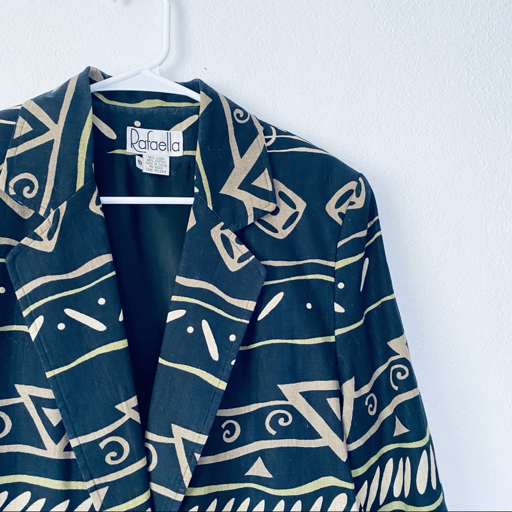 Rafaella Vintage Boho Aztec Linen Cotton Blend Single Button Oversized Blazer 10 - Picture 3 of 10